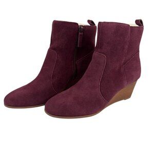 Violet & Red NEW Jay Jay Suede Leather Upper Wedge Ankle Boot Women's 9.5M Plum